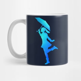 Lady Silhouette Dancing with Umbrella Mug